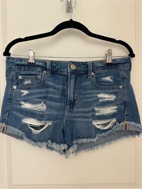 American Eagle Outfitters Distressed Denim Shorts - Blue
